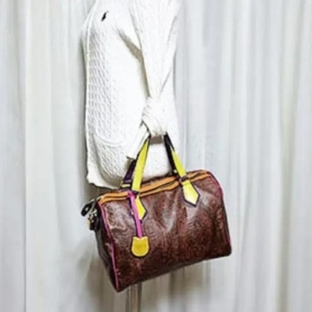 Etro Brown Paisley Tote with Yellow, Purple & Pink Accents - Picture 4 of 8